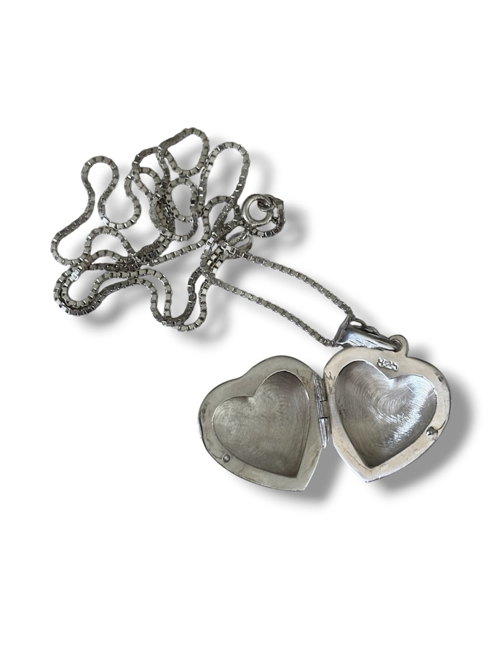 Sterling Silver 925 Heart Locket Necklace Floral Engraved Photo Pendant